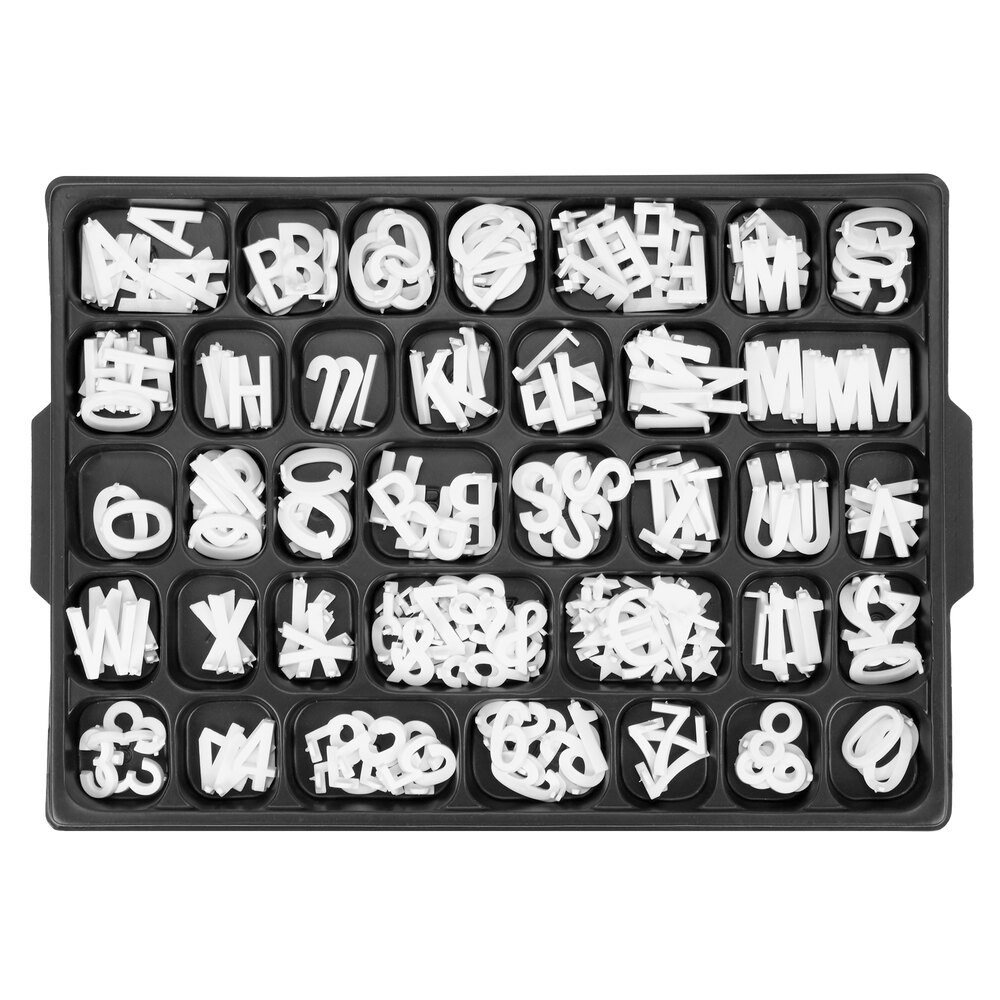 Aarco HF1.0 1" Helvetica Universal Single Tab Letter and Number Set - 165 Characters