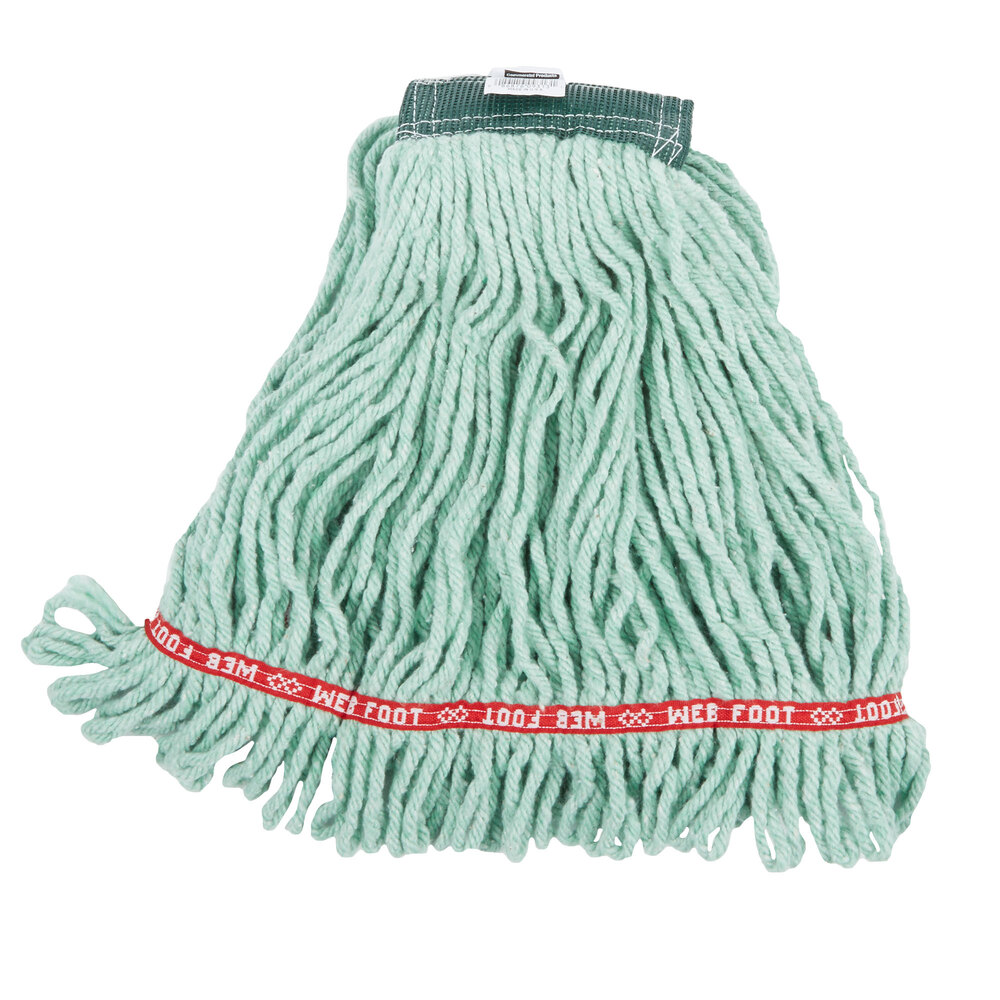 Rubbermaid® Web Foot FGA25206GR00 20 oz. Green Blend Shrinkless Looped End Wet Mop Head with 5" Headband
