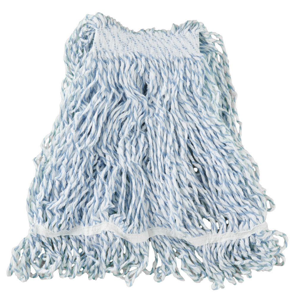 Rubbermaid® Web Foot FGA41206WH00 20 oz. Blue and White Blend Looped End Finishing Wet Mop Head with 1" Headband