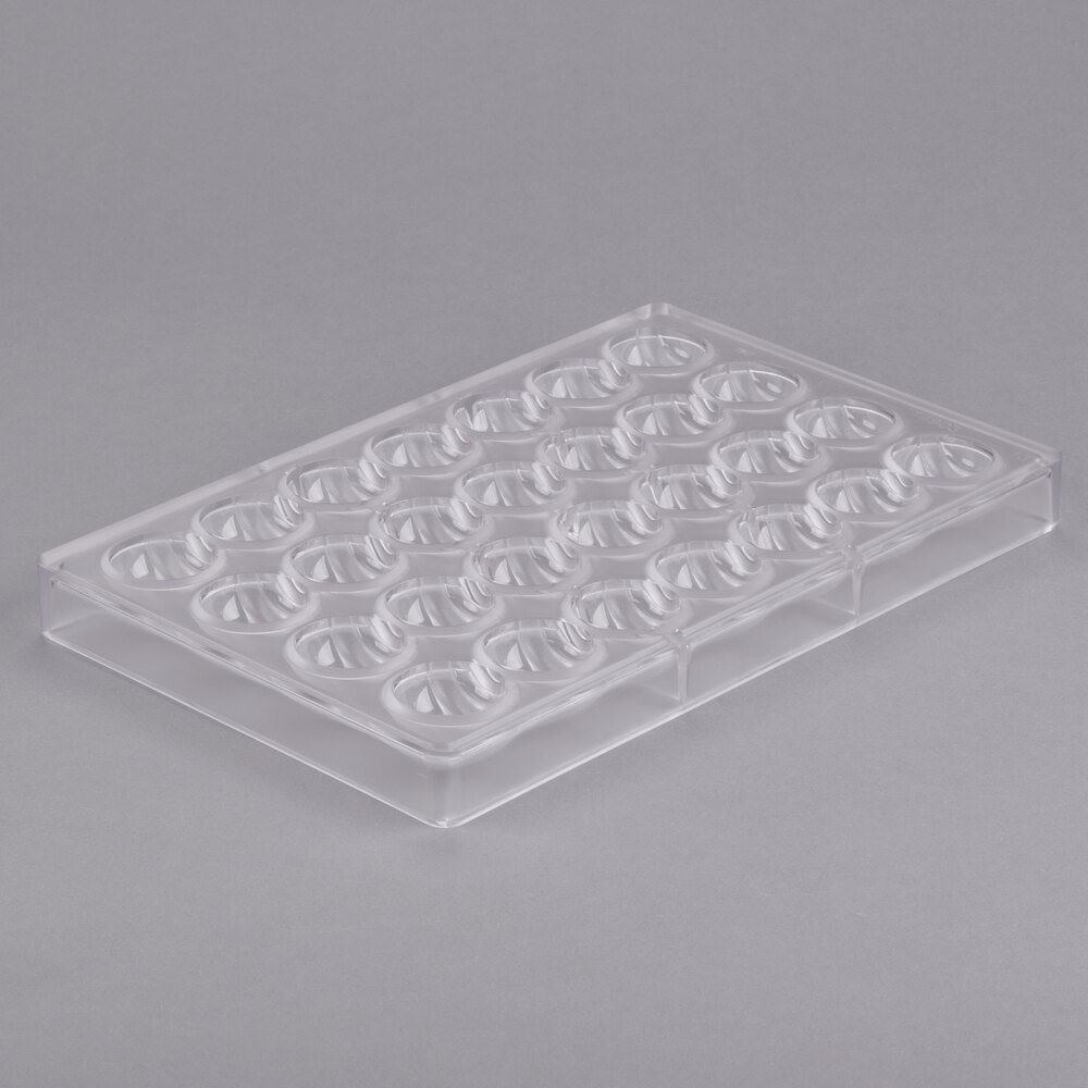 Matfer Bourgeat 380163 Polycarbonate 28 Compartment Striped Half Circles Chocolate Mold
