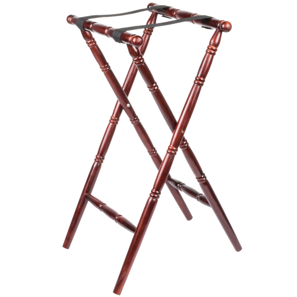 Tablecraft 31 Mahogany Wood Tray Stand with Spindle Design - 31"