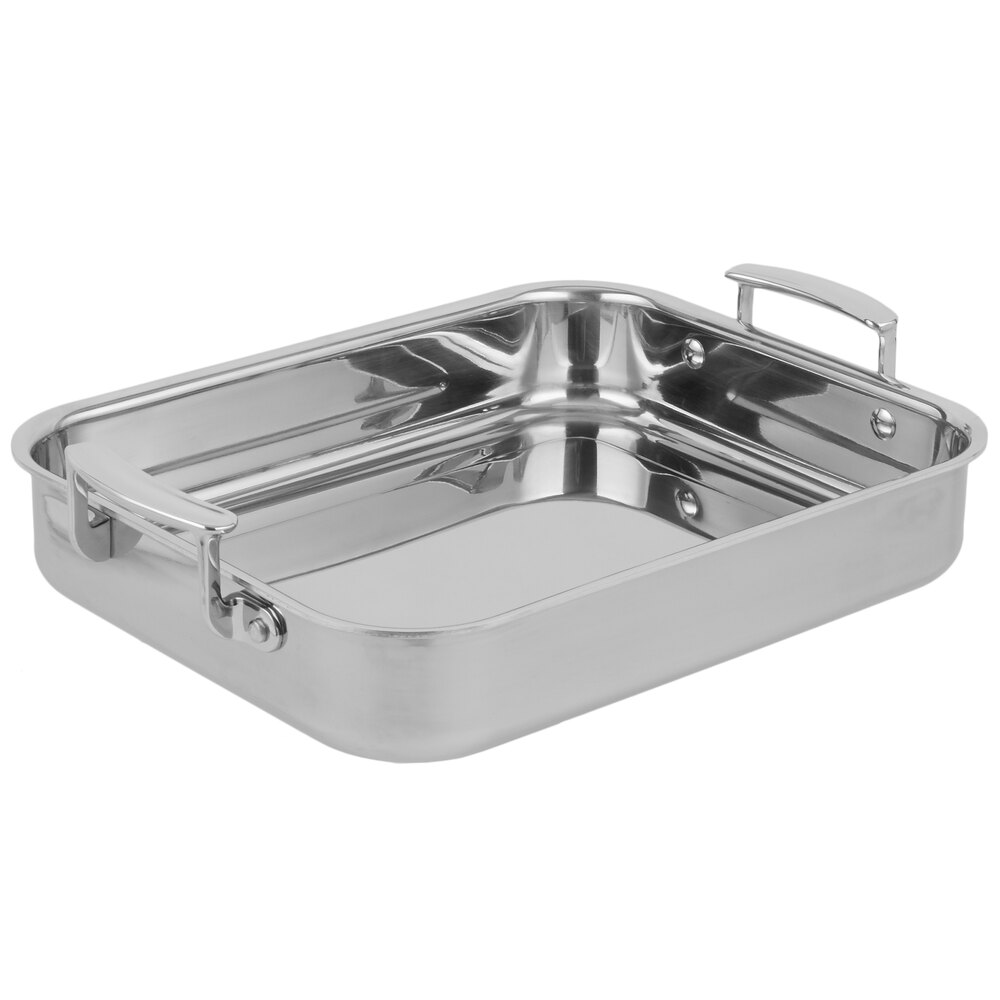 Vollrath 49435 Miramar® Display 2.8 Qt. Tri-Ply Stainless Steel Roasting Pan - 11 5/8" x 9 5/16" x 2"