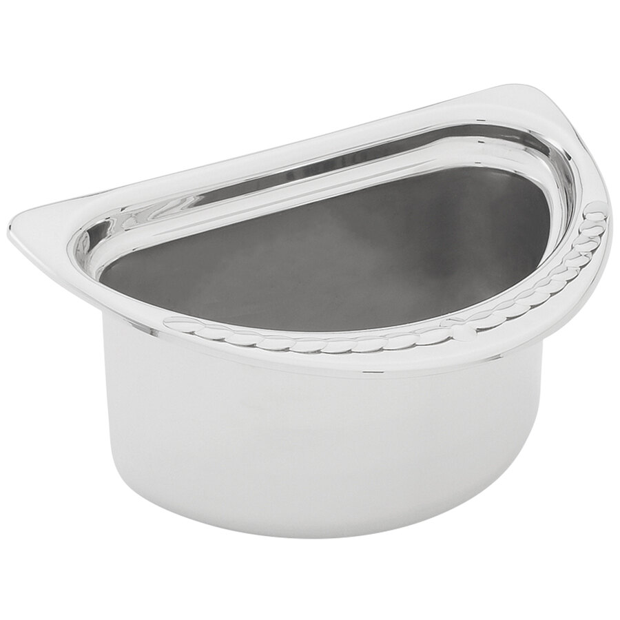 Vollrath 8230620 Miramar® 2 Qt. Decorative Stainless Steel Half Oval Food Pan - 4 1/2" Deep
