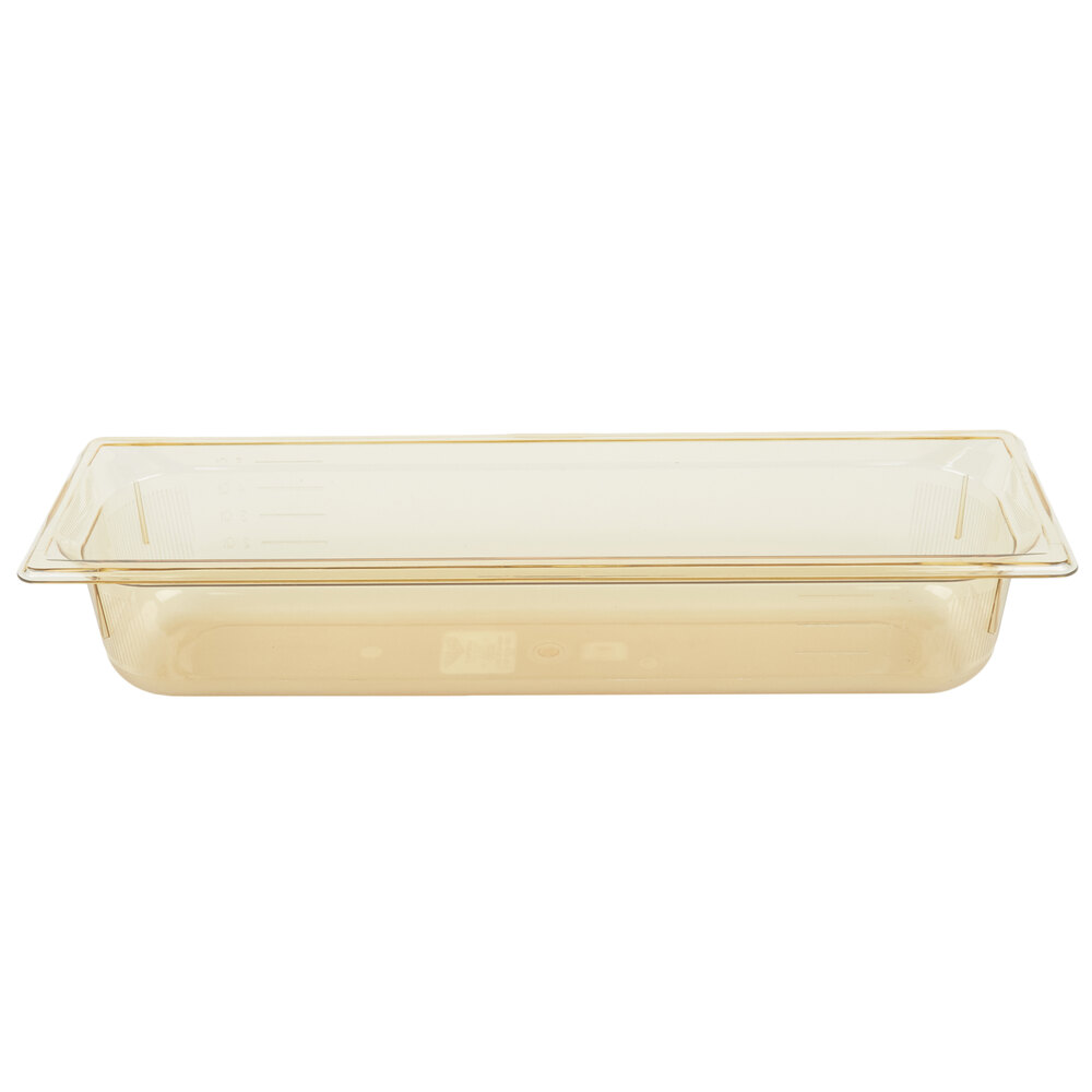 Vollrath 9054410 Super Pan® 1/2 Size Long Amber High Heat Plastic Food Pan - 4" Deep