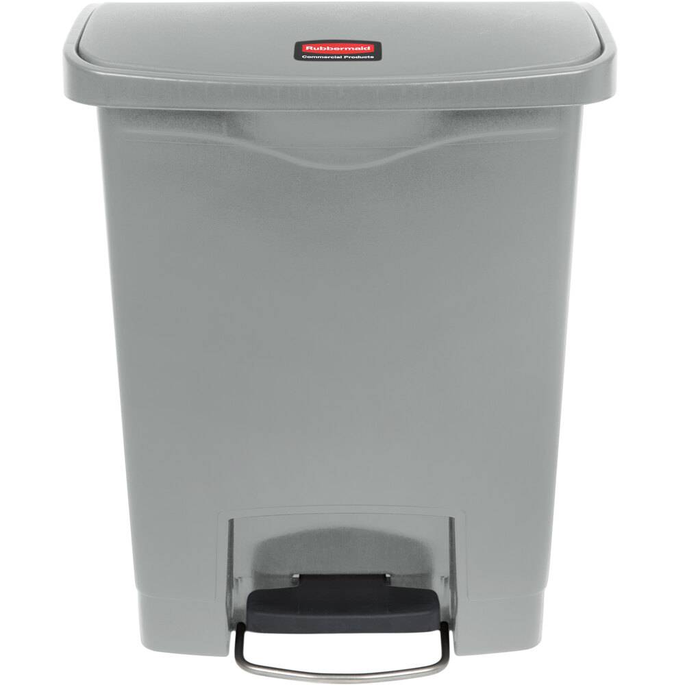 Rubbermaid® 1883600 Slim Jim Resin Gray Rectangular Front Step-On Trash Can - 32 Qt. / 8 Gallon