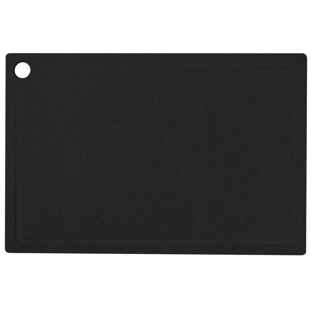 Cal-Mil 3337-1218-13 18" x 12" x 1/2" Black Resin Grooved Cutting Board