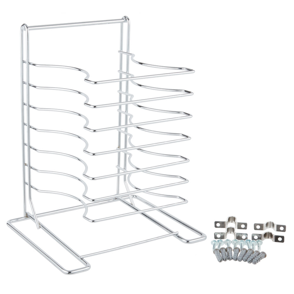 American Metalcraft 19107 7 Slot Wall Mounted Pizza Pan Rack with Wall Mounting Hardware