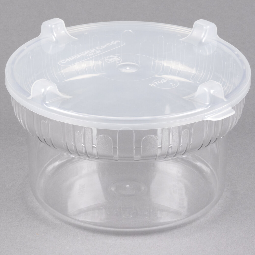 Carlisle Gourmet 1.9 Qt. Clear Round SAN Plastic Crock with Lid