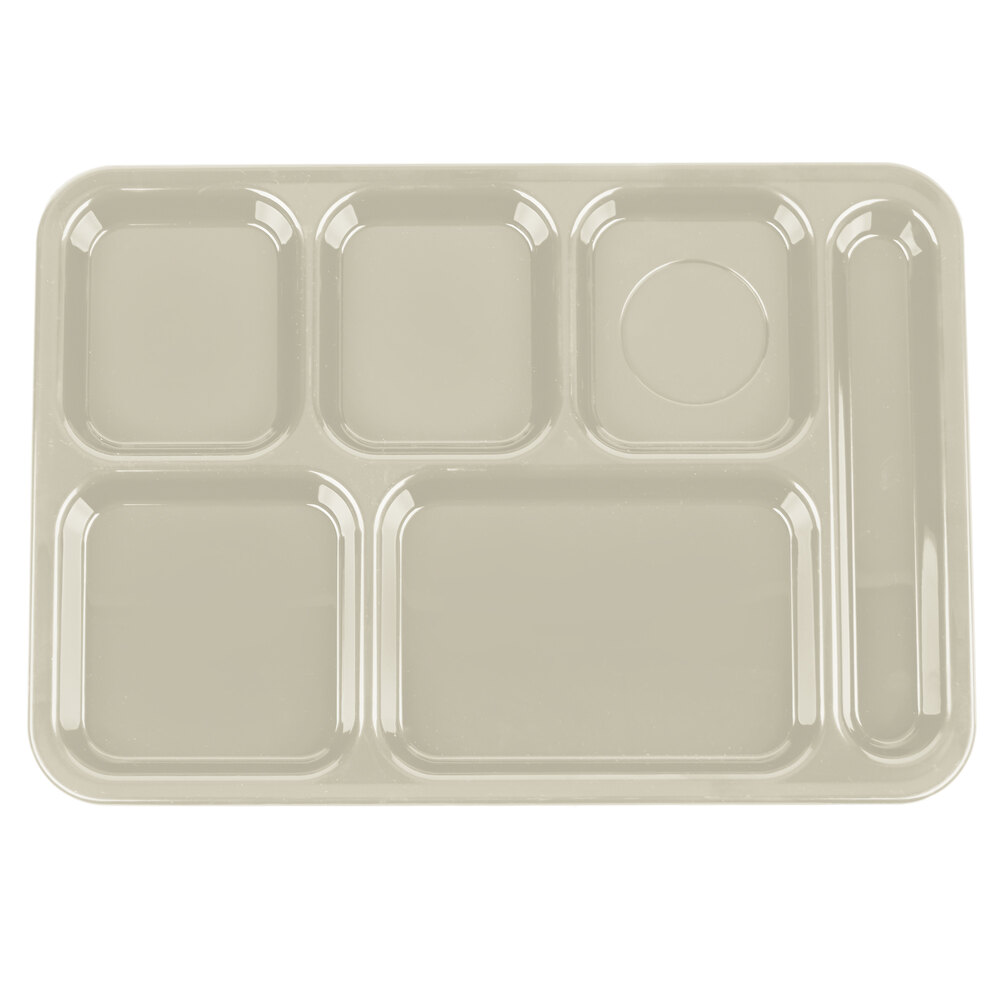 Carlisle 614R25 10" x 14" Right Handed ABS Plastic Tan 6 Compartment Tray
