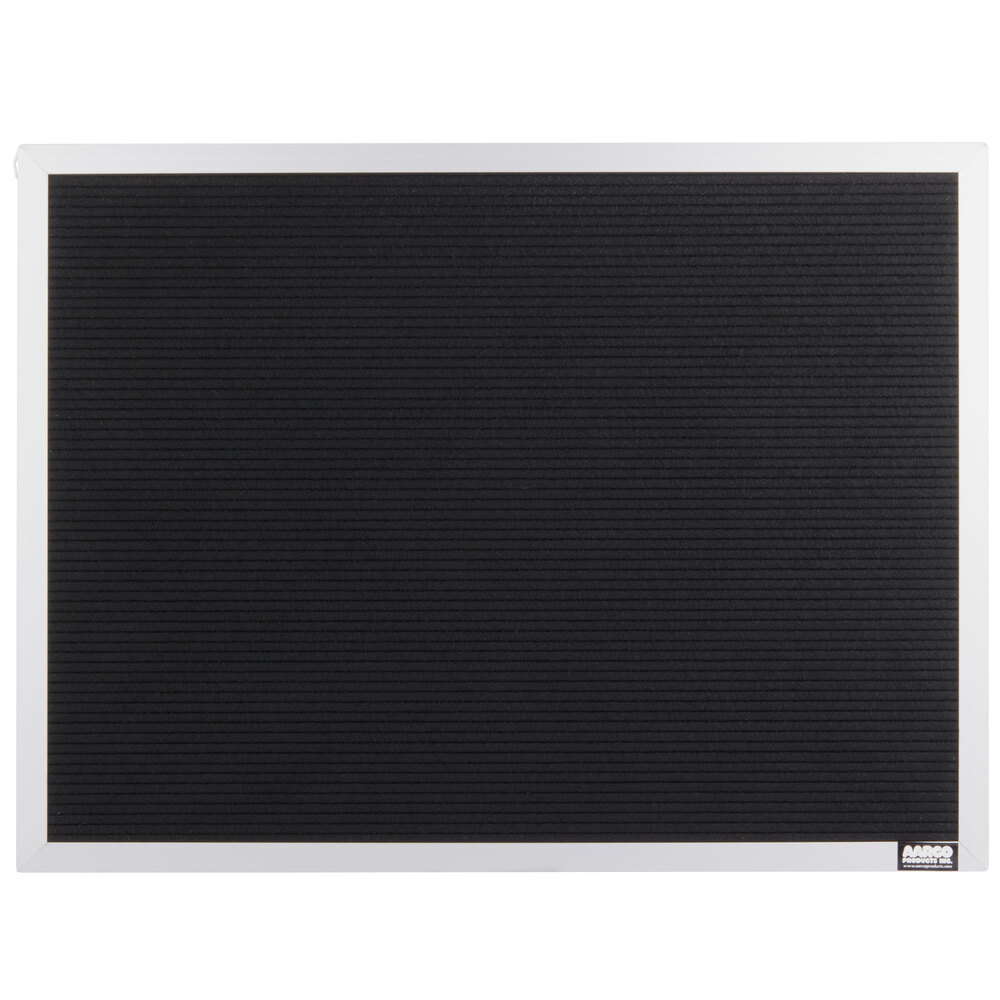 Aarco BOFD1824L 18" x 24" Black Felt Open Face Horizontal Indoor Message Board with Aluminum Frame and 3/4" Letters