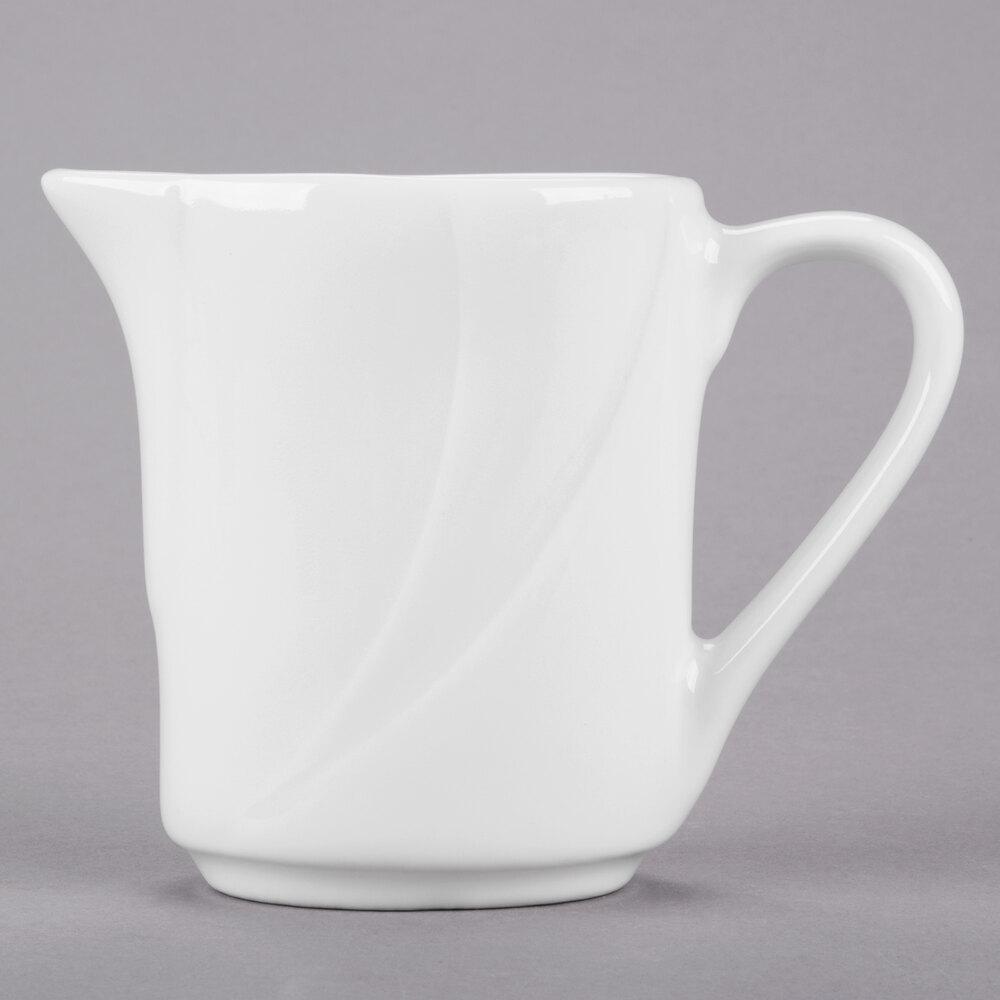 Tuxton ASU-100 San Marino AlumaTux Pearl White (European White) 5 oz. China Creamer - 12/Case