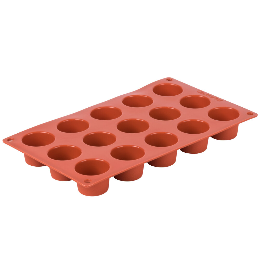 Matfer Bourgeat 257914 Gastroflex Orange Silicone 15 Compartment 1 oz. Mini Muffin Mold