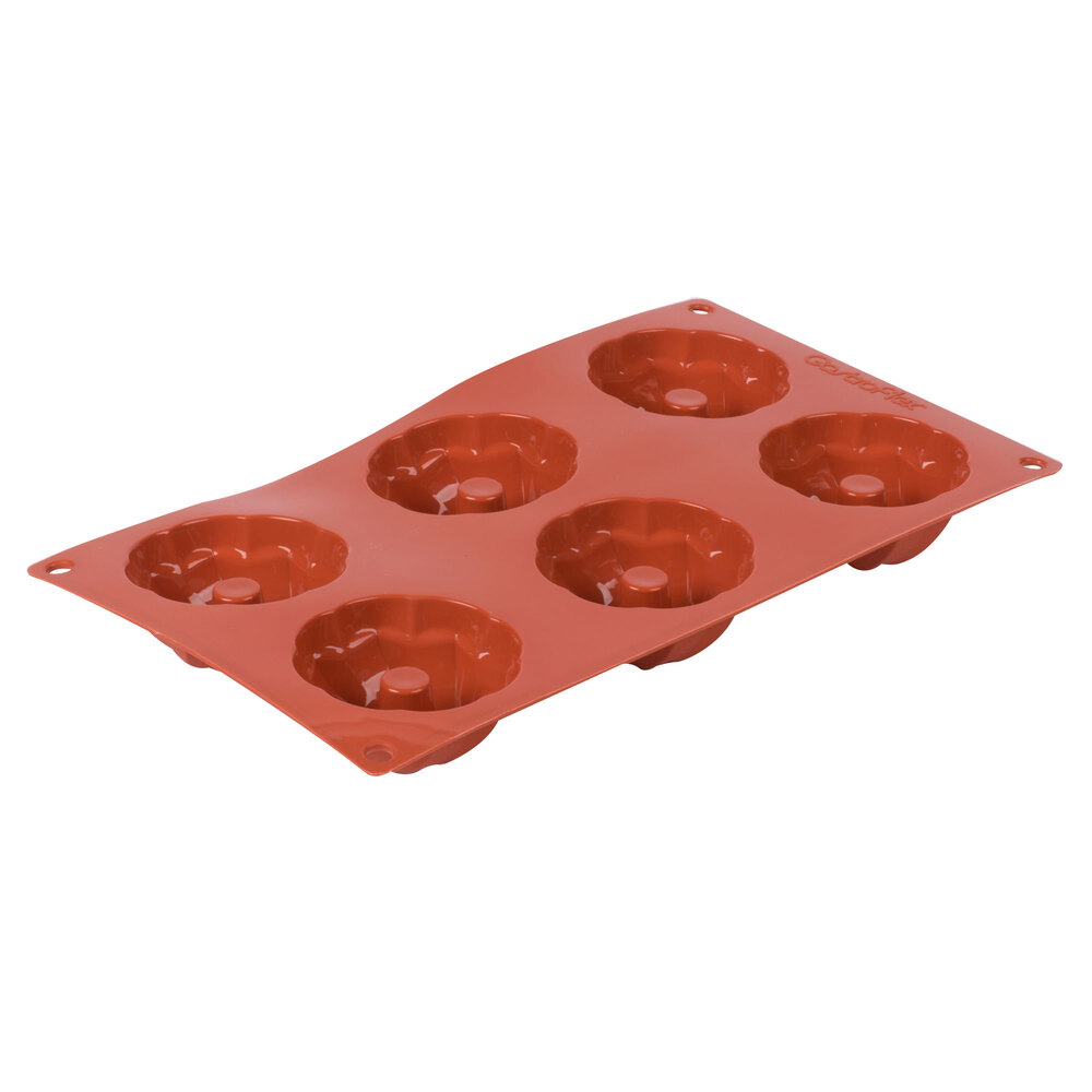 Matfer Bourgeat 257931 Gastroflex Orange Silicone 6 Compartment Mini Kugelhopf Mold
