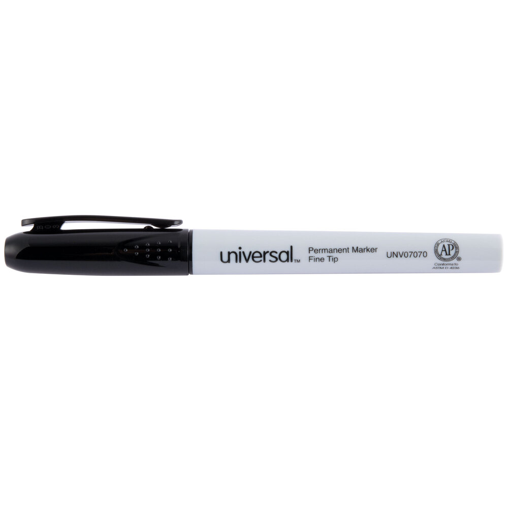 Universal UNV07070 Black Bullet Tip Pen Style Permanent Marker - 36/Pack