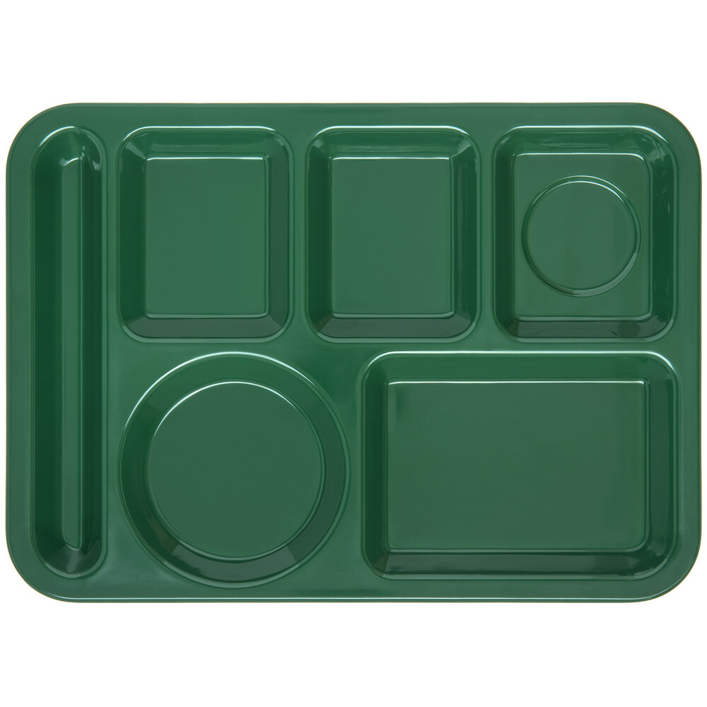 Carlisle 4398008 10" x 14" Left Handed Heavy-Duty Melamine NSF Forest Green 6 Compartment Tray