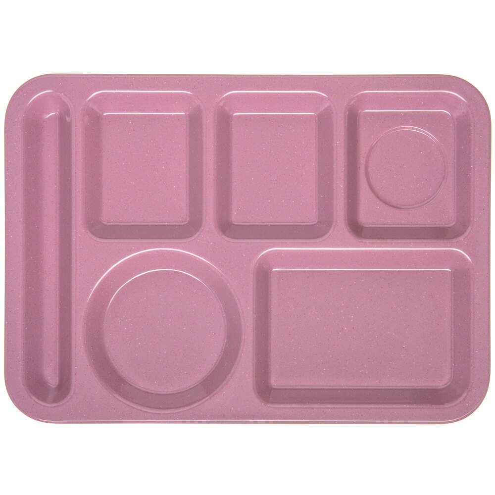 Carlisle 4398193 10" x 14" Left Handed Heavy-Duty Melamine NSF Rose Granite 6 Compartment Tray