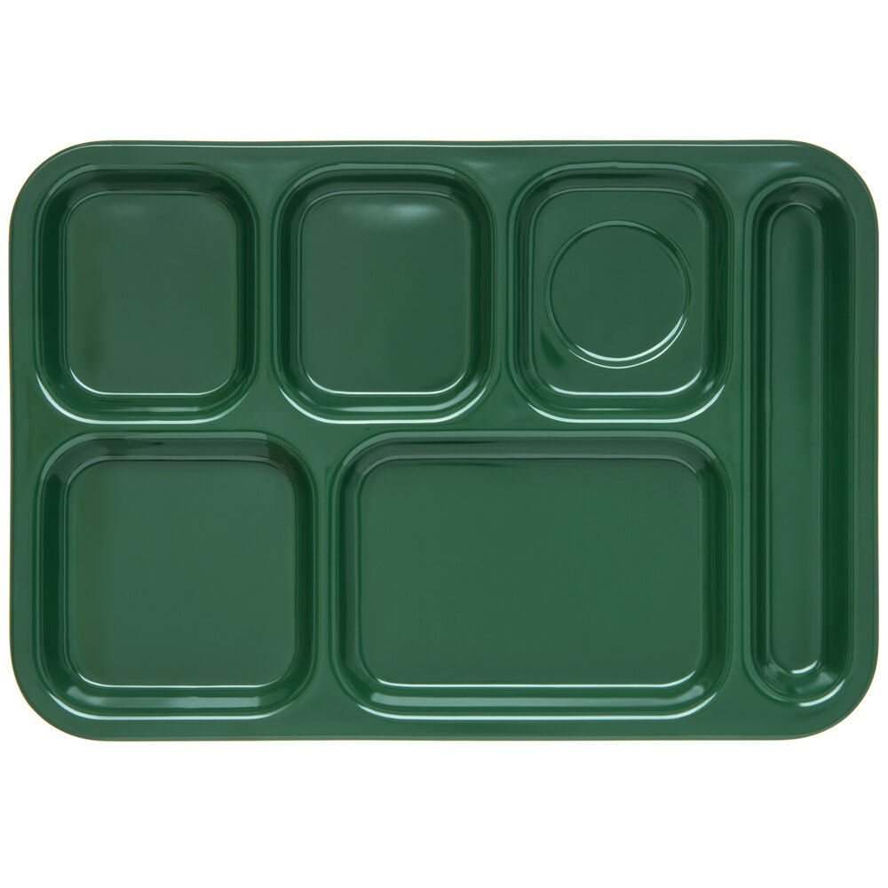 Carlisle 4398808 10" x 14" Right Handed Heavy-Duty Melamine NSF Forest Green 6 Compartment Tray