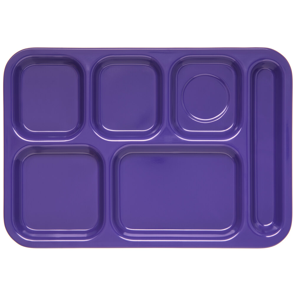 Carlisle 4398887 10" x 14" Right Handed Heavy-Duty Melamine NSF Purple 6 Compartment Tray