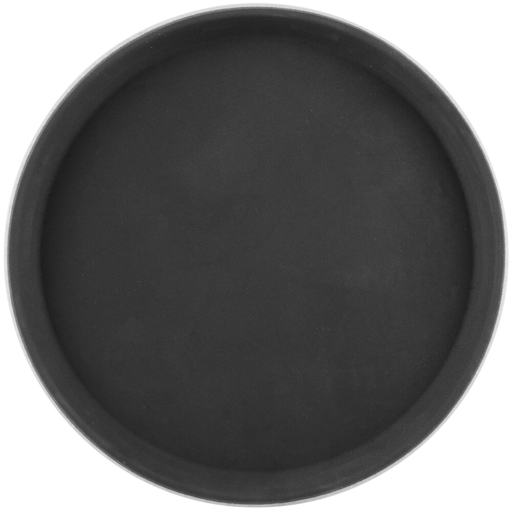 Carlisle 1100GL004 Black 11" Round GripLite Non Skid Serving Tray