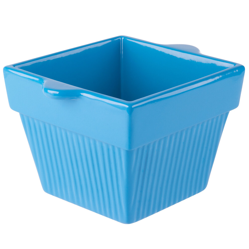 Tablecraft CW1460SBL 1.5 Qt. Sky Blue Cast Aluminum Square Condiment Bowl