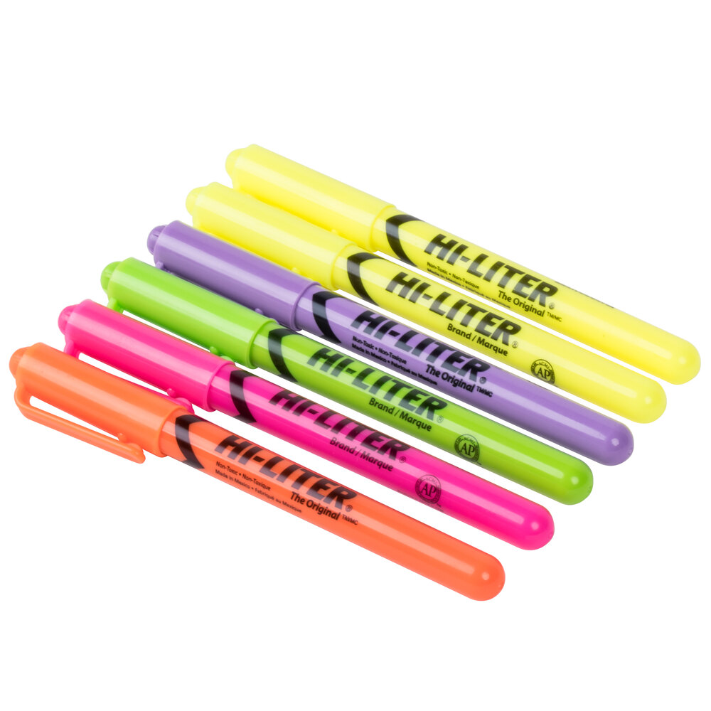 Avery® 23565 Hi-Liter® Chisel Tip Pen Style Highlighter, Fluorescent Color Assortment - 6/Pack
