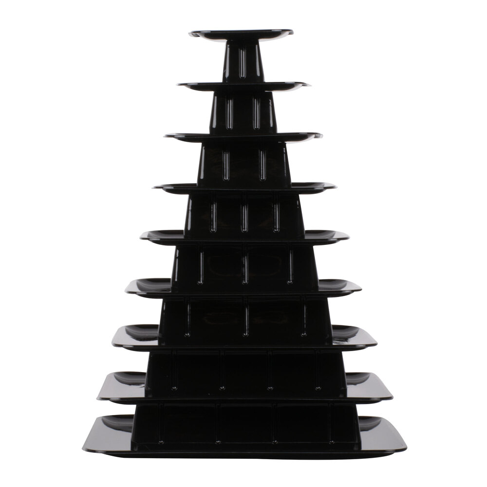 Matfer Bourgeat 681592 9-Tier Black Macaron Pyramid Display Stand