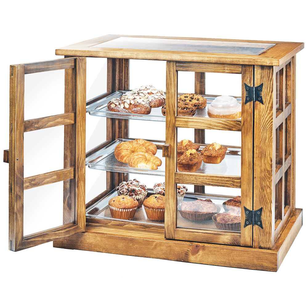 Cal-Mil 3621-99 Madera Rustic Pine 3 Tier Paneled Bakery Display Case - 25" x 17" x 23"