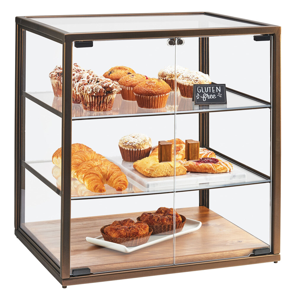 Cal-Mil 3610 3 Tier Vintage Bakery Display Case with Wood Base - 21" x 17" x 23 1/4"