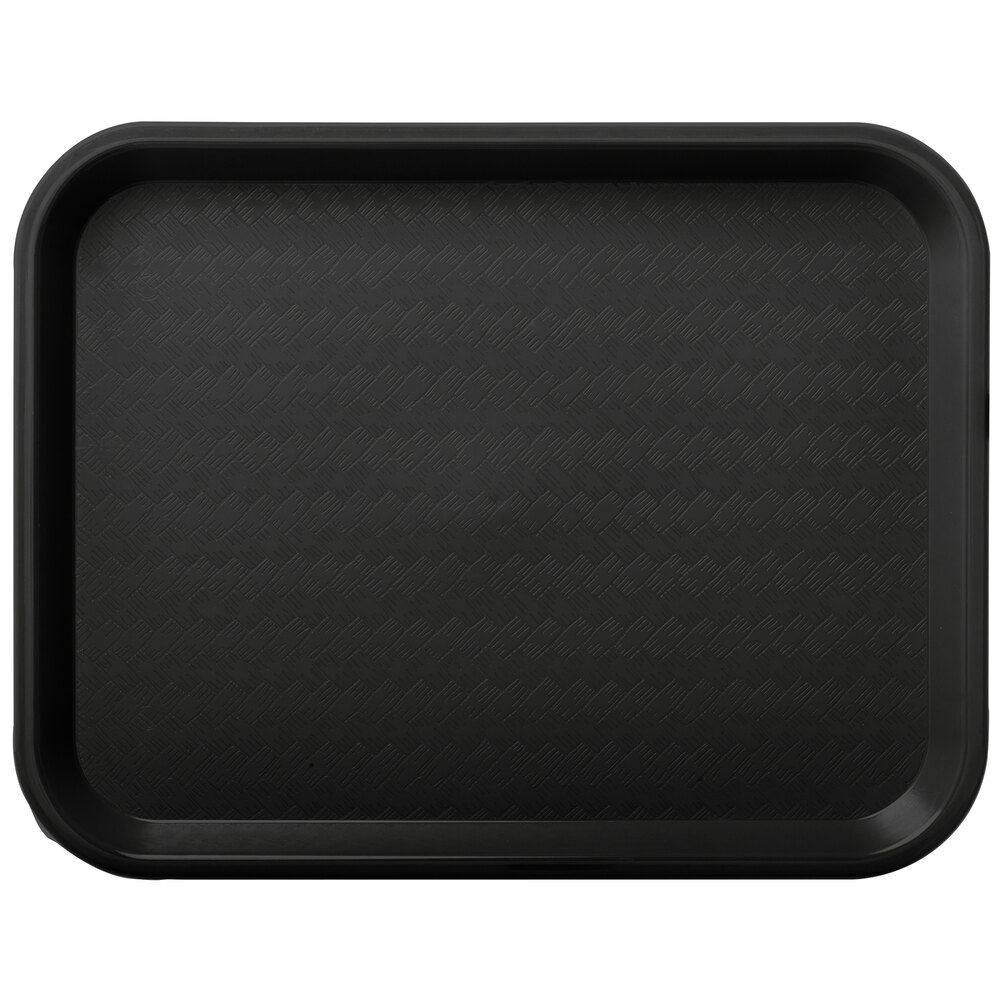 Carlisle CT101403 Cafe 10" x 14" Black Standard Plastic Fast Food Tray - 24/Case