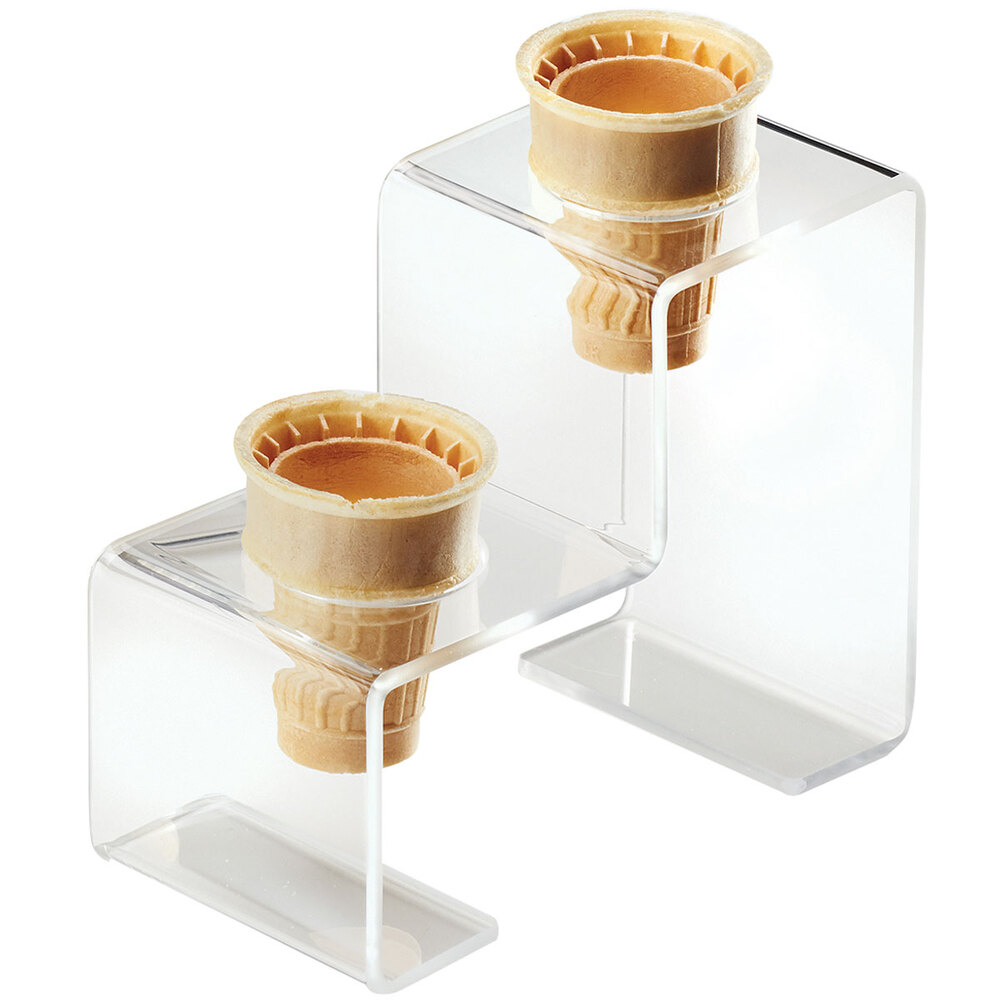 Cal-Mil 3601-2 Two Cone Acrylic Ice Cream Cone Holder - 7 1/4" x 3 1/2" x 5 3/4"