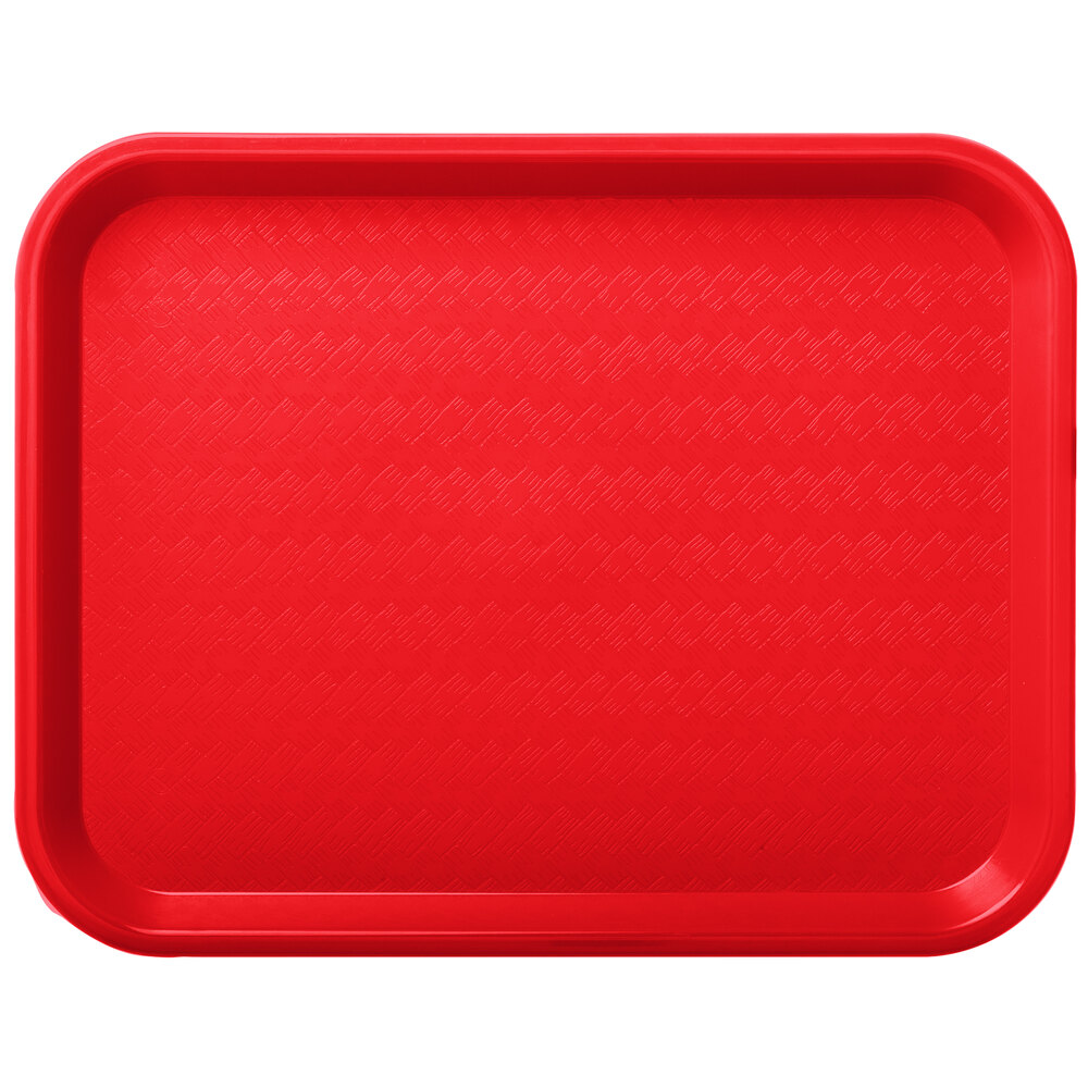 Carlisle CT101405 Cafe 10" x 14" Red Standard Plastic Fast Food Tray - 24/Case