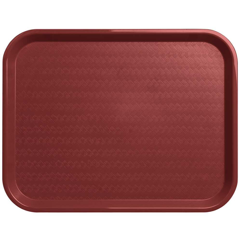 Carlisle CT141861 Cafe 14" x 18" Burgundy Standard Plastic Fast Food Tray - 12/Case