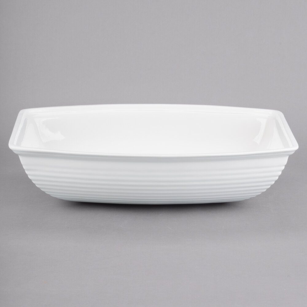 Tablecraft CW3190W 10.5 Qt. White Cast Aluminum Oblong Salad Bowl