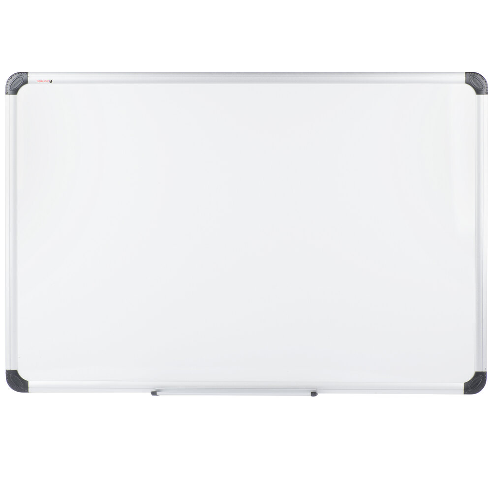 Universal UNV43733 36" x 24" White Magnetic Steel Dry Erase Board with Aluminum Frame and Black Plastic Corners