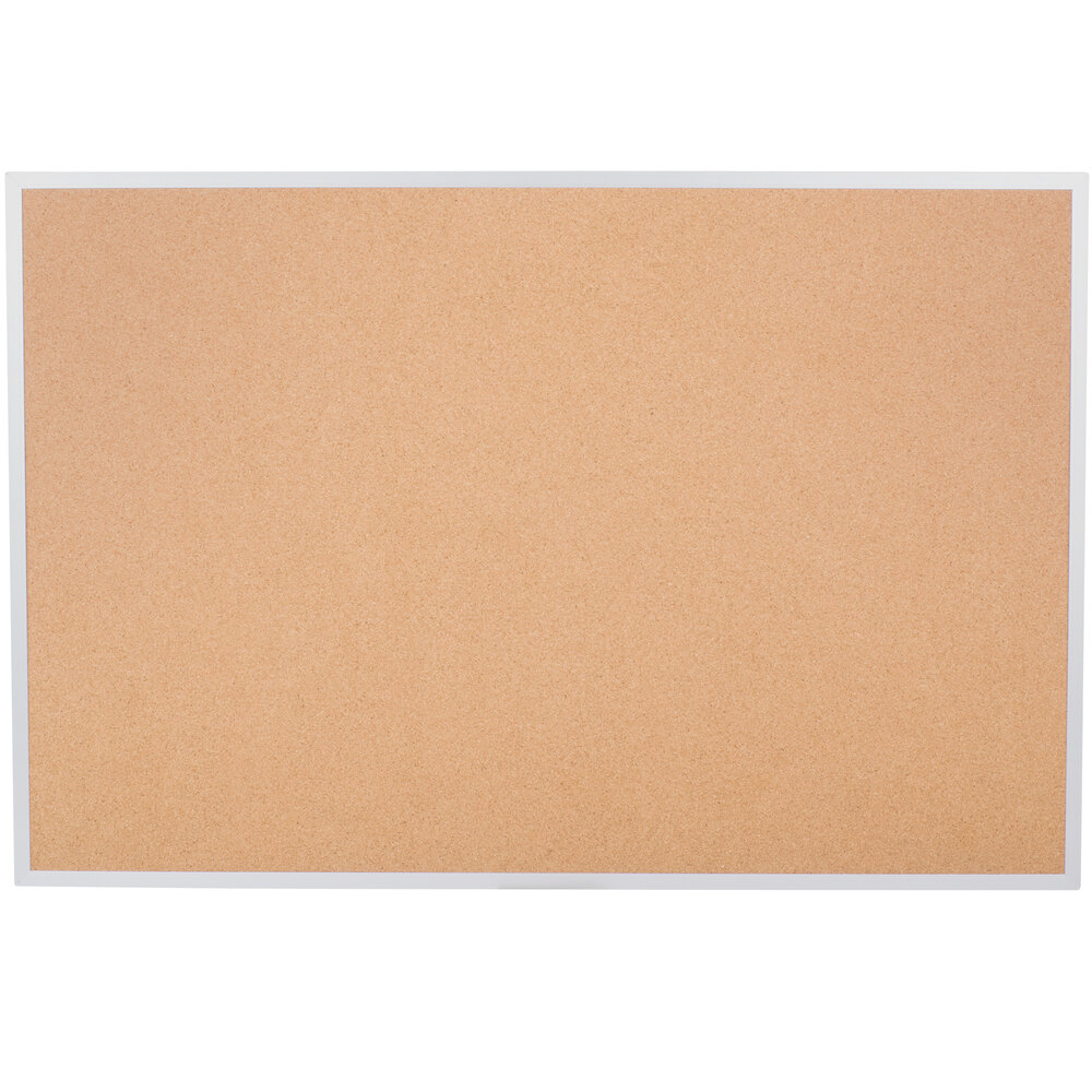 Universal UNV43613 24" x 36" Natural Cork Board with Aluminum Frame
