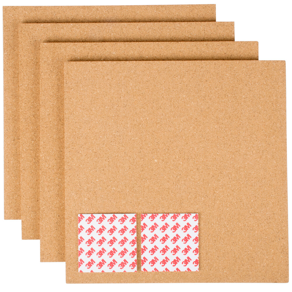 Universal UNV43404 12" Square Brown Cork Tile Panel  - 4/Pack