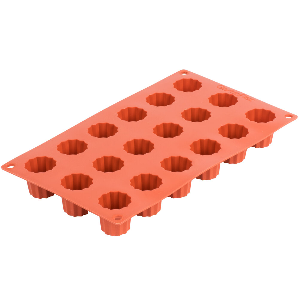 Matfer Bourgeat 257990 Gastroflex Orange Silicone 18 Compartment Mini Cannele Mold
