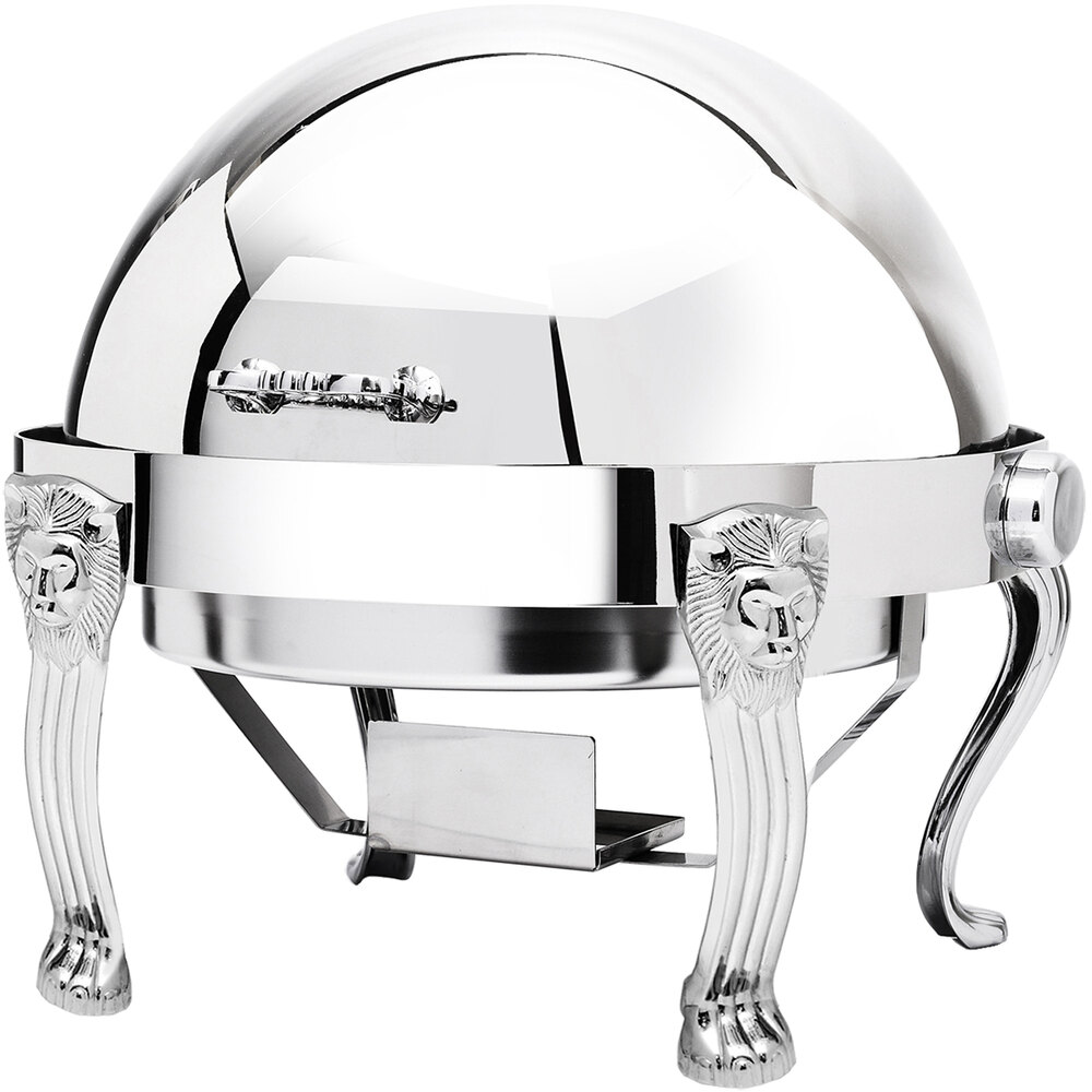 Eastern Tabletop 3118LH-SS Lionhead 8 Qt. Round Stainless Steel Roll Top Induction / Traditional Chafer