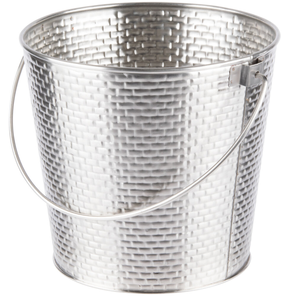 Tablecraft GTSS87 Brickhouse Round Stainless Steel Beverage Pail - 8 1/8" x 7"H