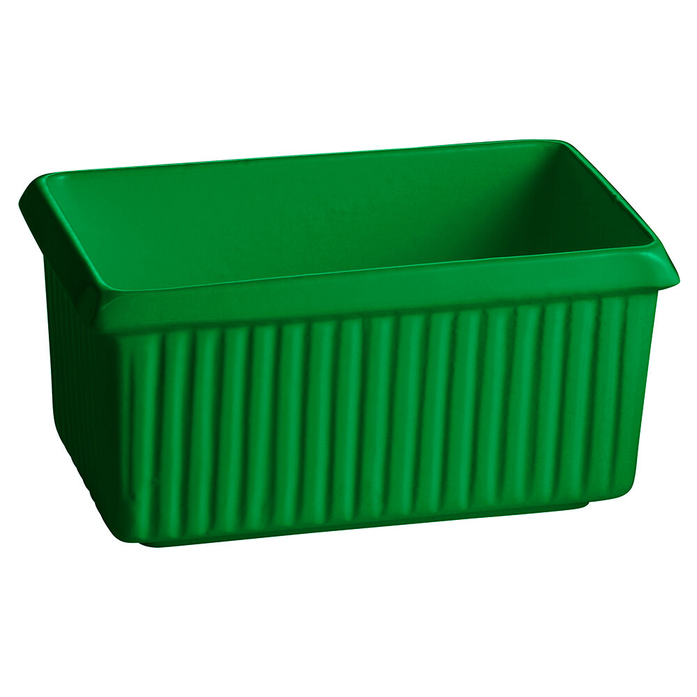 Tablecraft CW1510GN 2.25 Qt. Green Cast Aluminum Rectangle Server with Ridges