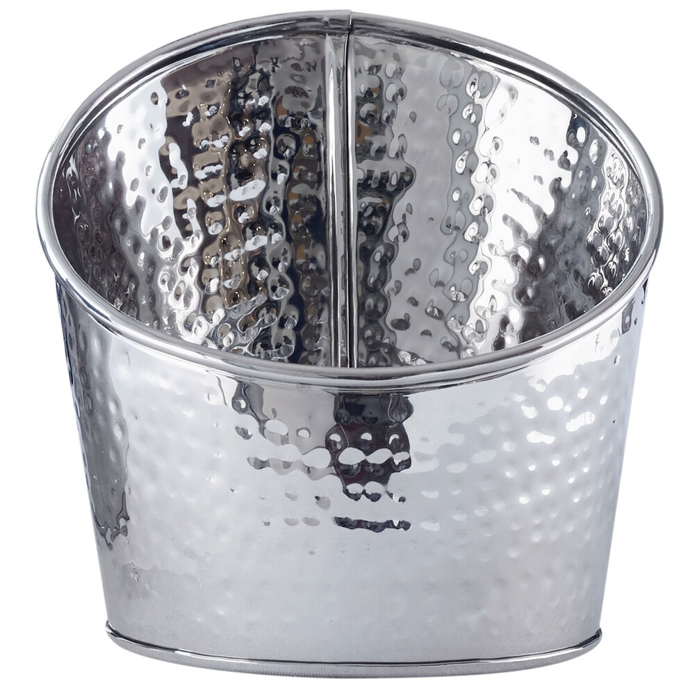 American Metalcraft HMSR6 Hammered Stainless Steel Angled Beverage Tub - 6" x 7 1/2"