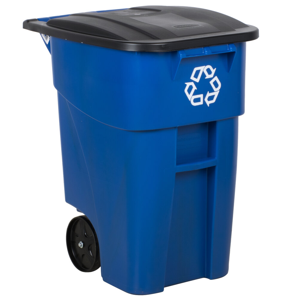 Rubbermaid® FG9W2773BLUE BRUTE 50 Gallon Blue Wheeled Round Recycling Bin with Lid