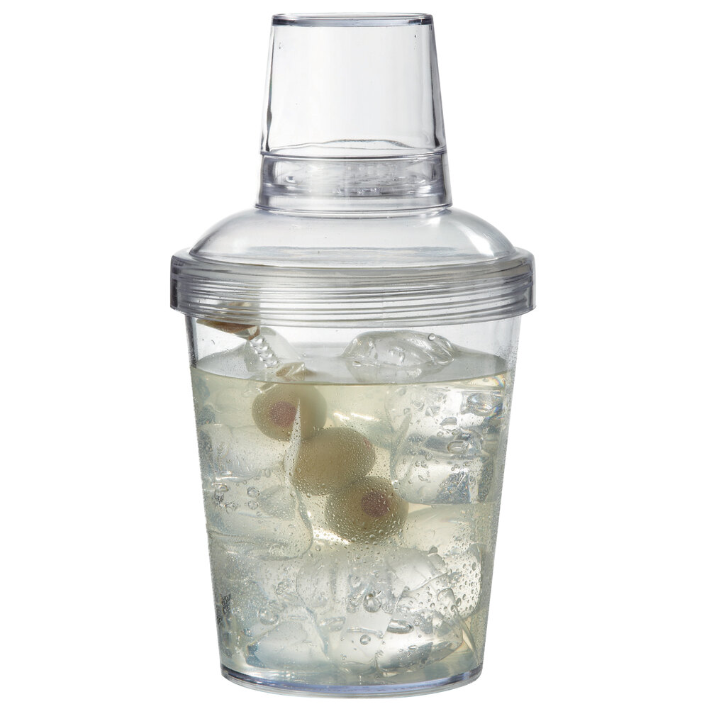 GET SH-176-1-CL Cheers 20 oz. Clear Customizable SAN Plastic Screw Top 3-Piece Cobbler Cocktail Shaker