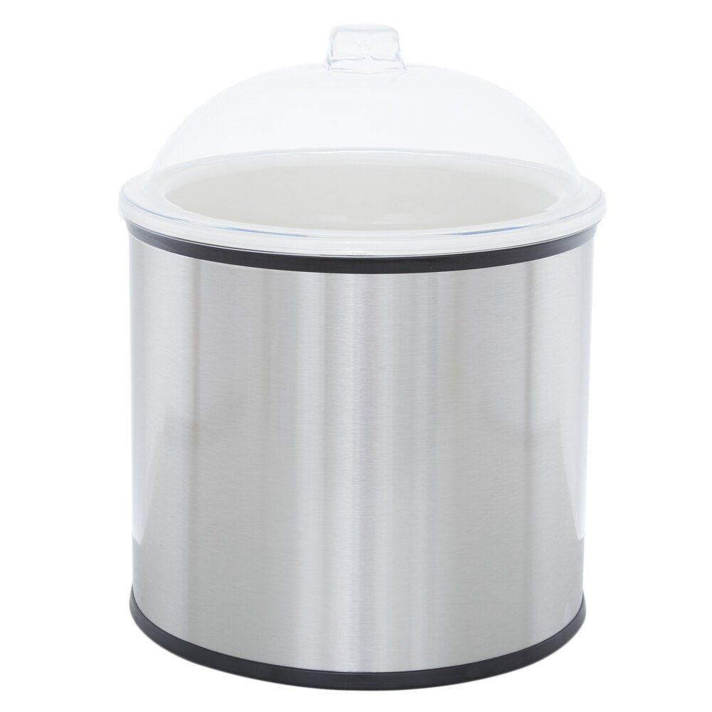 Carlisle White 3 Gallon Coldmaster Ice Cream Cold Crock with Lid and Stainless Steel Shroud