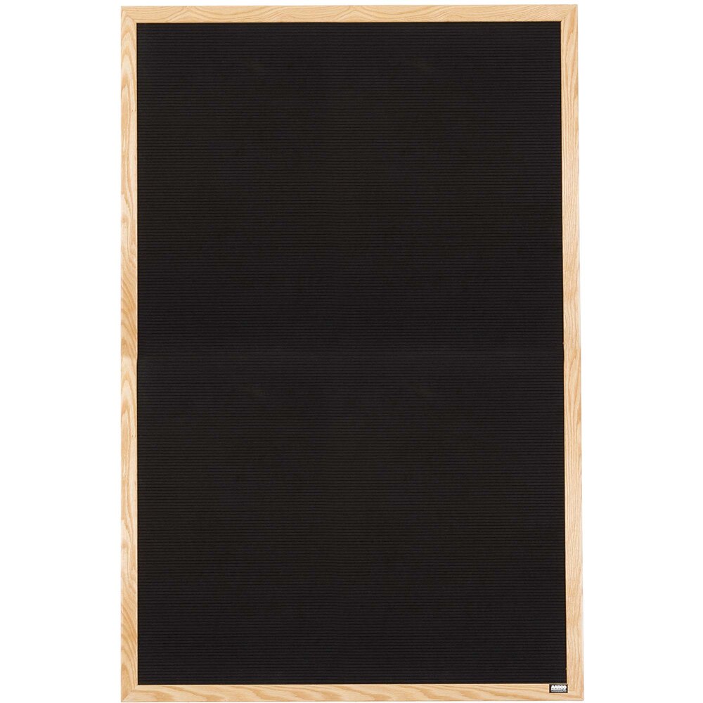 Aarco AOFD6036L 60" x 36" Black Felt Open Face Vertical Indoor Message Board with Oak Wood Frame and 3/4" Letters
