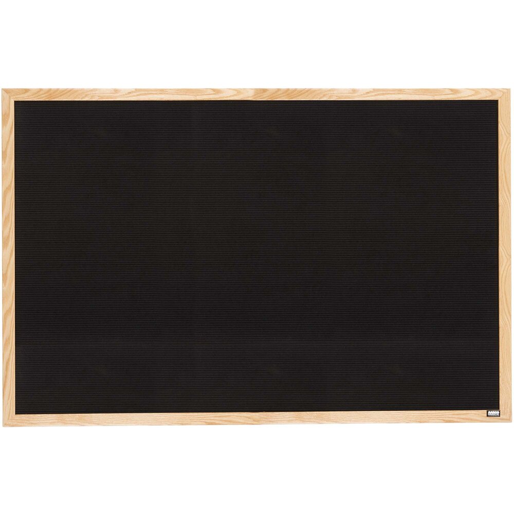 Aarco AOFD3660L 36" x 60" Black Felt Open Face Horizontal Indoor Message Board with Oak Wood Frame and 3/4" Letters