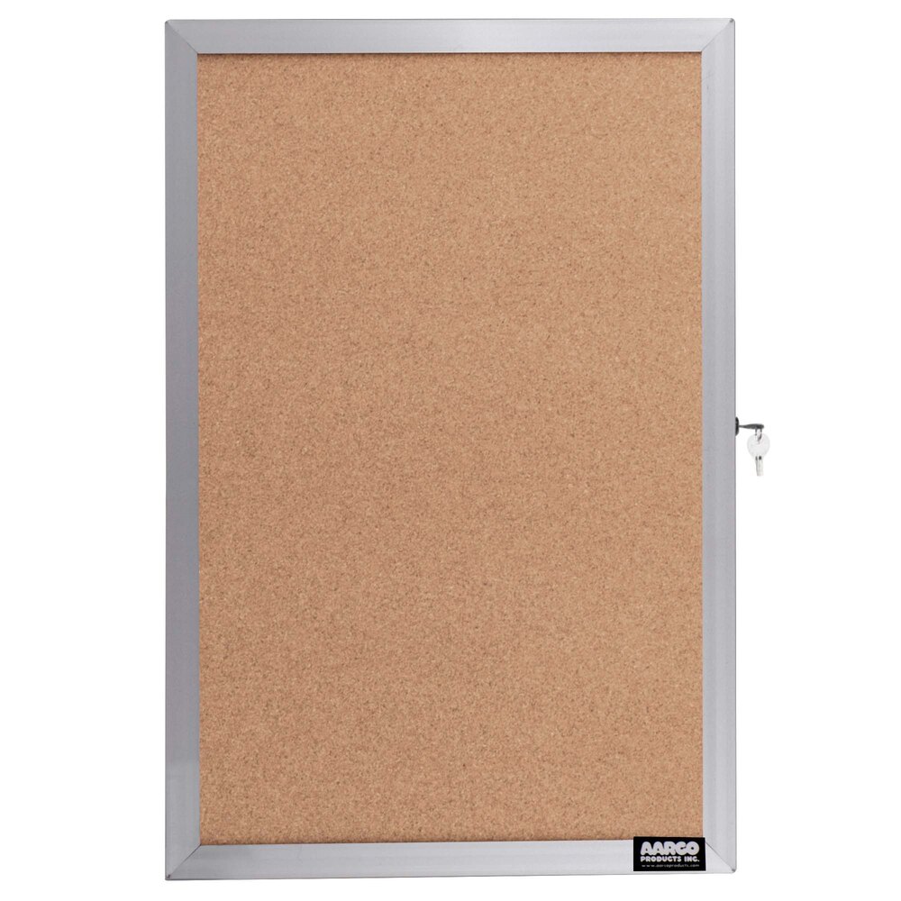 Aarco EBC1812 18" x 12" Enclosed Hinged Locking 1 Door Bulletin Board with Aluminum Frame