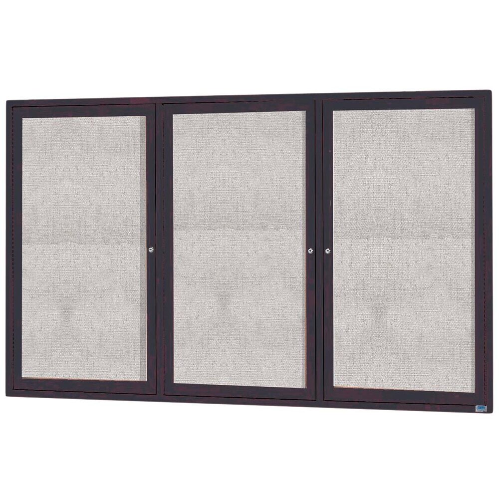 Aarco ODCC4872-3RBA 48" x 72" Enclosed Hinged Locking 3 Door Bronze Anodized Outdoor Bulletin Board Cabinet