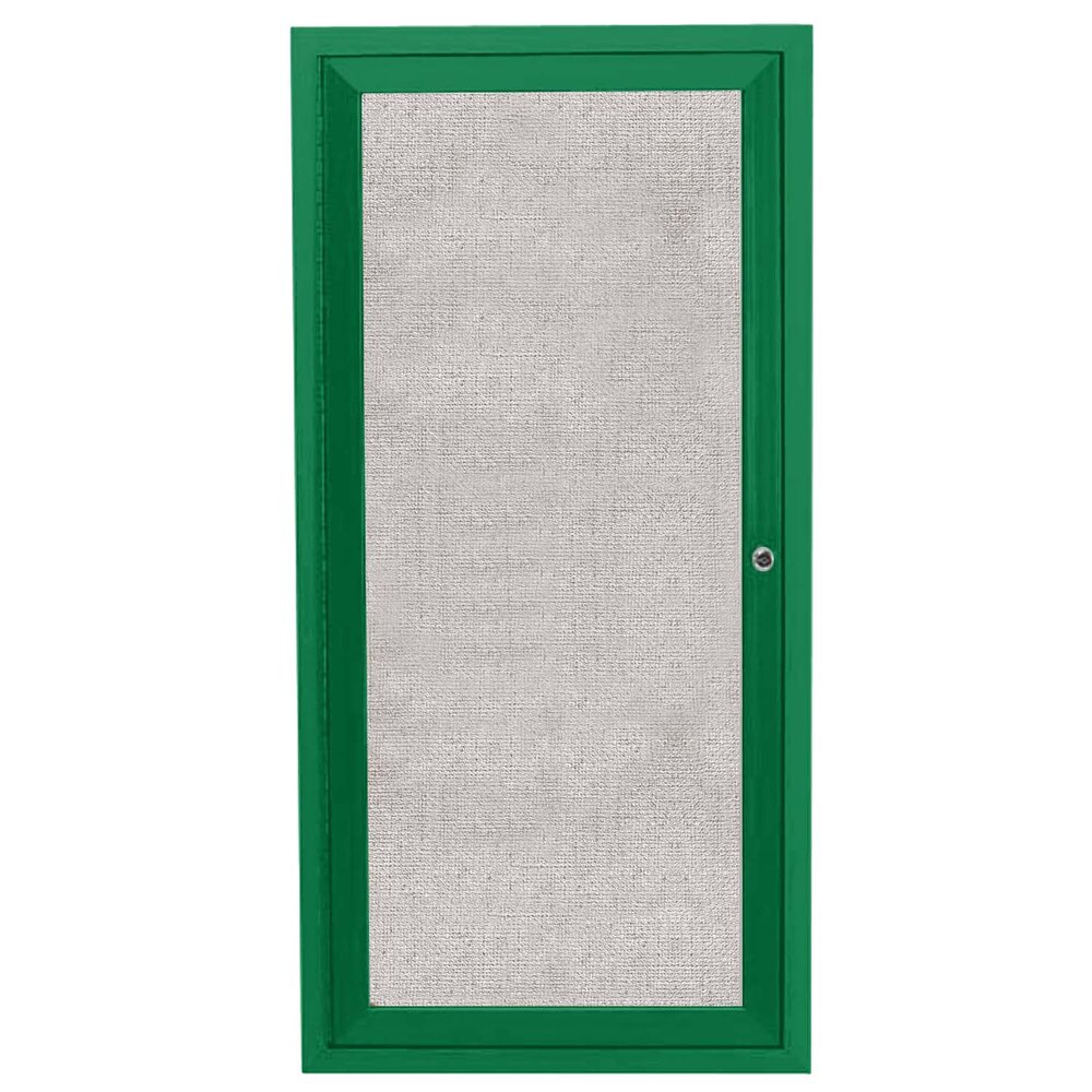 Aarco ODCC2412RG 24" x 12" Enclosed Hinged Locking 1 Door Powder Coated Green Outdoor Bulletin Board Cabinet