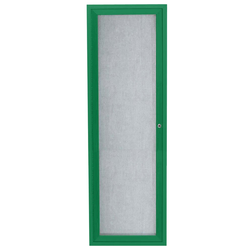 Aarco ODCC3612RG 36" x 12" Enclosed Hinged Locking 1 Door Powder Coated Green Outdoor Bulletin Board Cabinet